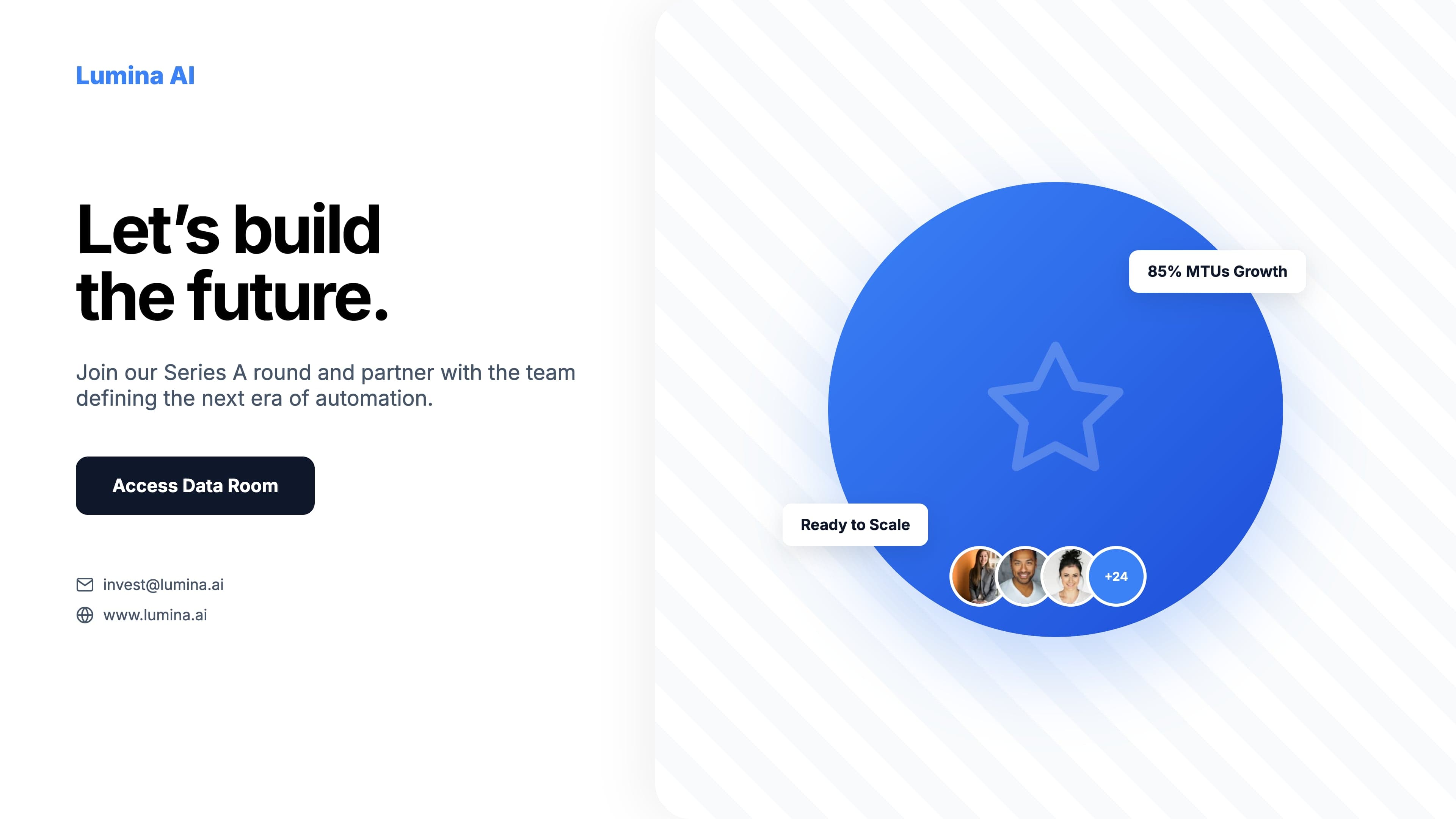 Startup pitch closing - call to action with electric accents - Startup Pitch Split style template